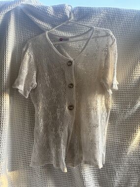 Absolutely Beach White Sheer Crochet Cover-Up
